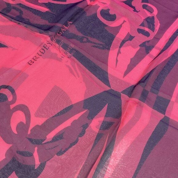 Auth HERMES Carre 140 - Navy Pink Scarf - Picture 2 of 5